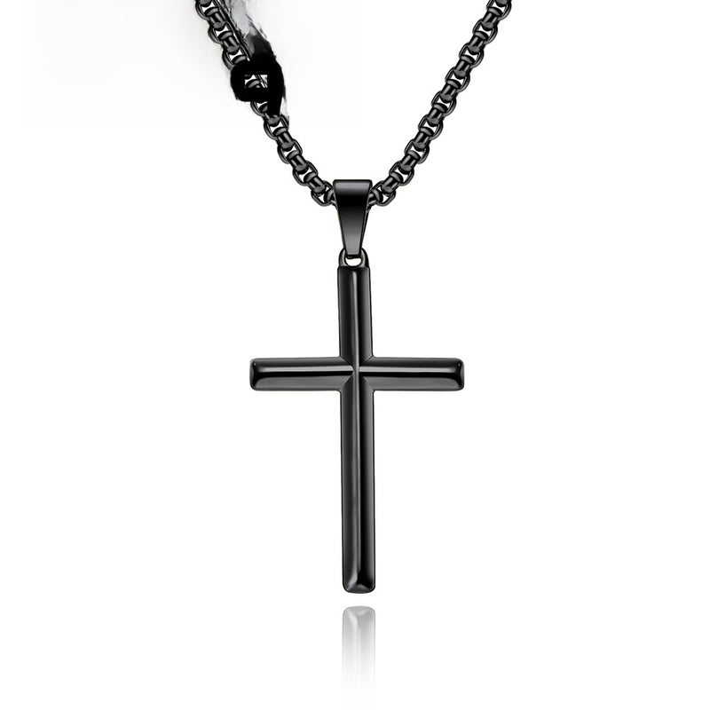 Generic Stainless Steel Cross Pendant Necklace Black (single pendant) 