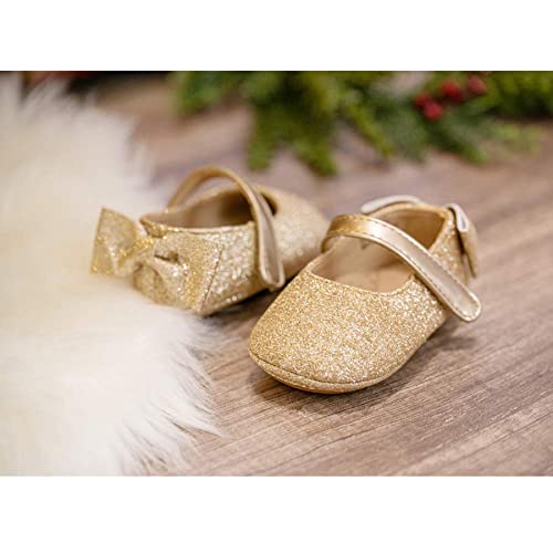 Felix & Flora Soft Sole Leather Gold Baby Shoes - Infant Baby Walking Shoes Moccasinss Rubber Sole Crib Shoes(Gold,18-24 Months) - Image 2