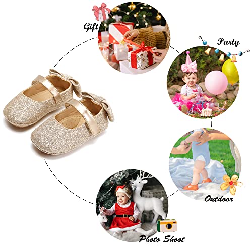 Felix & Flora Soft Sole Leather Gold Baby Shoes - Infant Baby Walking Shoes Moccasinss Rubber Sole Crib Shoes(Gold,18-24 Months) - Image 5