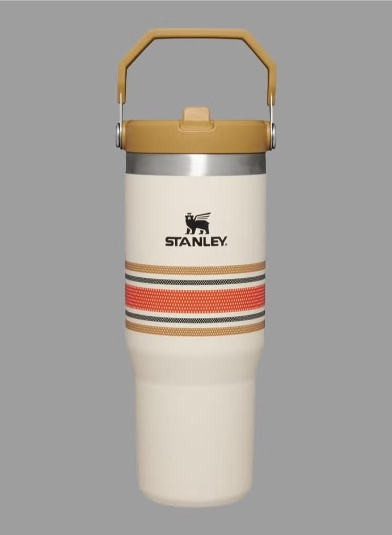 STANLEY IceFlow Stainless Steel Tumbler with Straw - Vacuum Insulated Water Bottle for Home, Office, or Car - Reusable Cup with Leak-Resistant Flip Straw, Keeps Drinks Cold for 12 Hours or Iced for 2 Days, 30 oz Cream Mesh