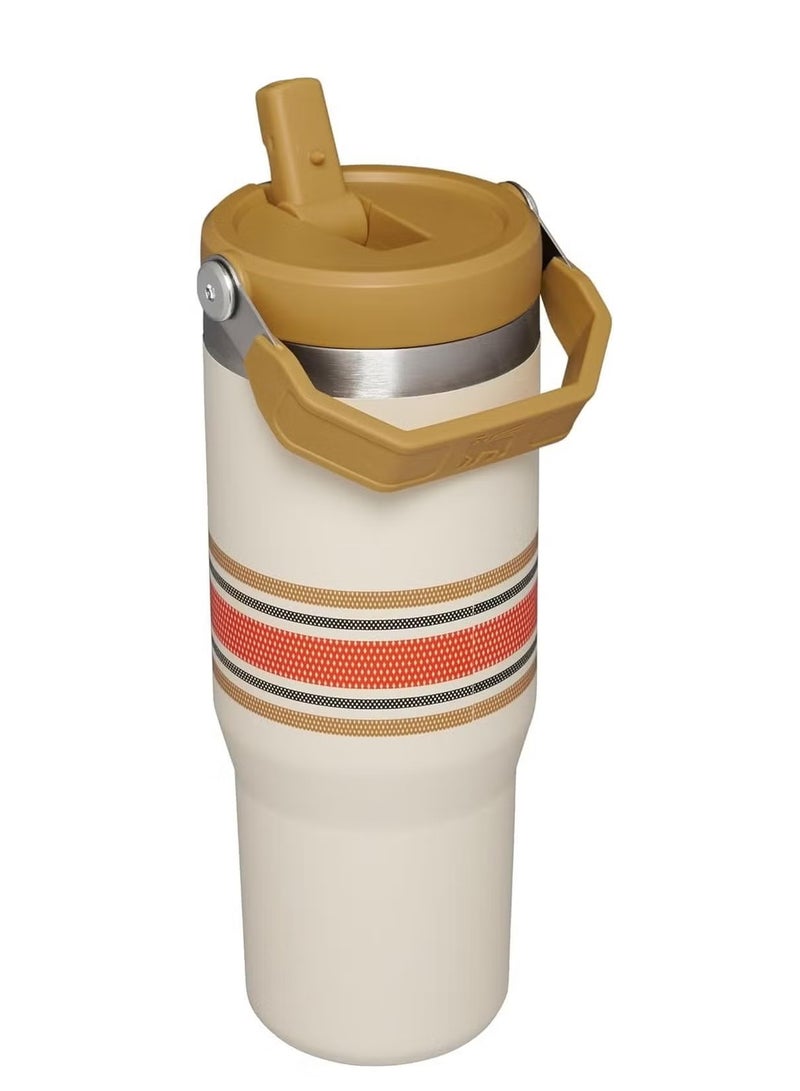 STANLEY IceFlow Stainless Steel Tumbler with Straw - Vacuum Insulated Water Bottle for Home, Office, or Car - Reusable Cup with Leak-Resistant Flip Straw, Keeps Drinks Cold for 12 Hours or Iced for 2 Days, 30 oz Cream Mesh