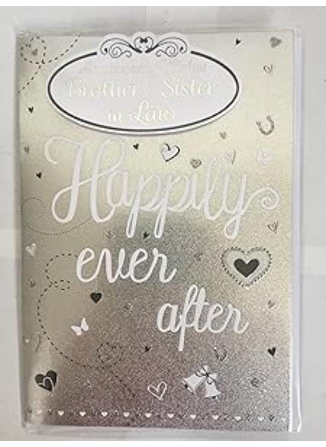 Generic - Anniversary Wishes Brother & And Sister-In-Law Happy Ever After On Your Wedding Anniversary Card Silver/White Words/Hearts 3D/Glitter/Foil Detail(PRELUDE39857) - Image 1