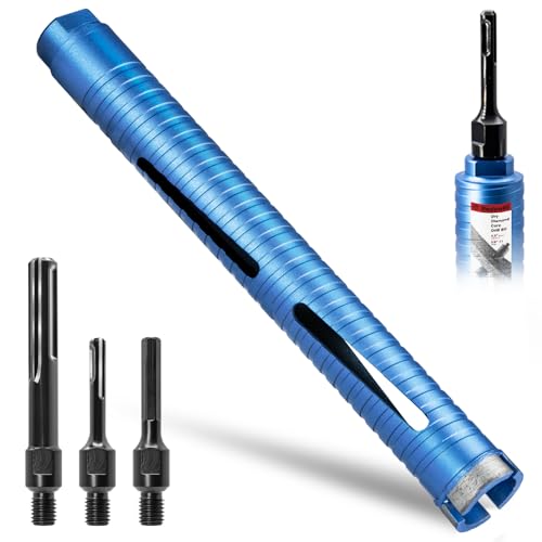 DaduoRi 1 1/4" Dry Core Drill Bit, 5/8"-11 Thread, with 3 Adapters Included: SDS Plus, SDS Max and 1/2" Hex Shank; 9.5" Drill Depth Diamond Core Bits for Concrete, Brick, Block, Stucco and Masonry - Image 1