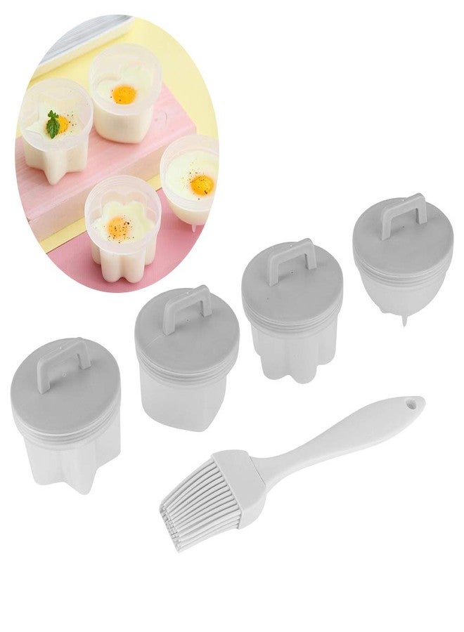 Restokki Boiled Egg Maker, 4Pcs Plastic Egg Cooker Boiler Pudding Mold with Oil Brush, Non‑stick Boiled Egg Cooker, Poached Egg Cups, Fast Poaching Egg for Breakfast, Eggs Kitchen Gadgets(gray) - Image 1