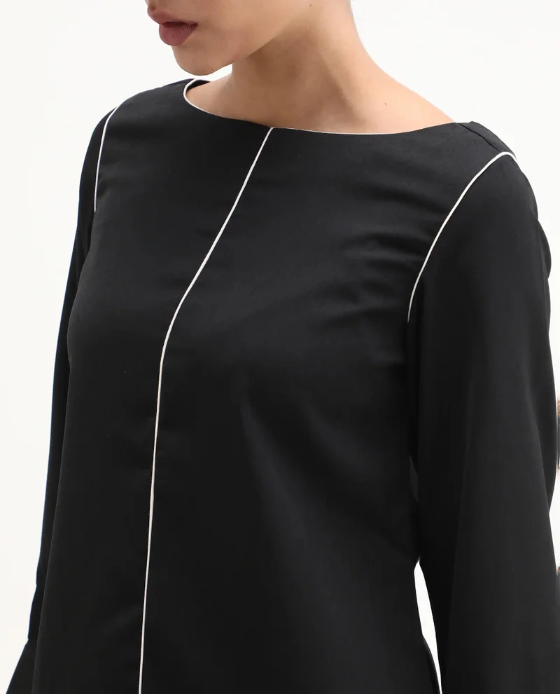 Rareism Women's Contrast Piping Detail Top