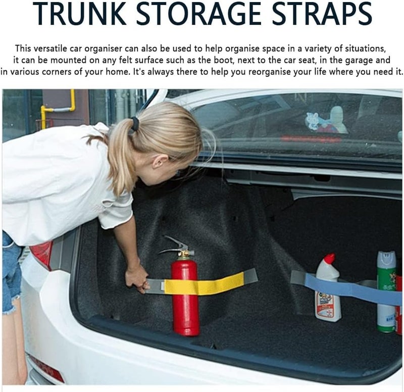 Excefore Elastic Car Trunk Organizer Straps with Hook and Loop Fasteners, Adjustable 20"/27.5"/31.5" Cargo Storage Bands, Multi-Pocket Design Keeps Items Secure & Prevents Rolling in Vehicle Trunk - Image 4