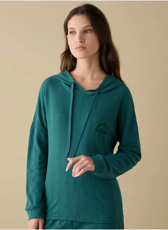 فاف Waffle Textured Long Sleeves Hoodie with Elasticated Joggers Set