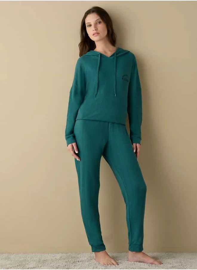 فاف Waffle Textured Long Sleeves Hoodie with Elasticated Joggers Set