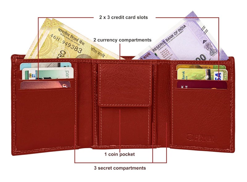 URBANFOREST محفظة ترافيس جلدية حمراء للرجال - Image 3