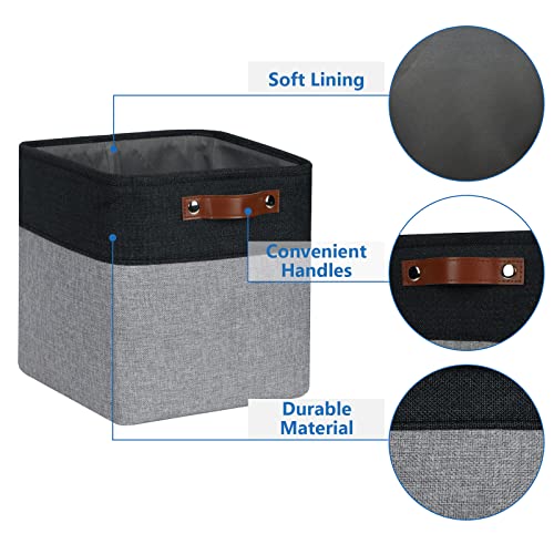 Temary Storage Baskets Fabric Storage Cubes 4 Pack Basket for Organizing, Collapsible Cloth Baskets with Handles for Shelves, Closet (Black&Gray) - Image 3