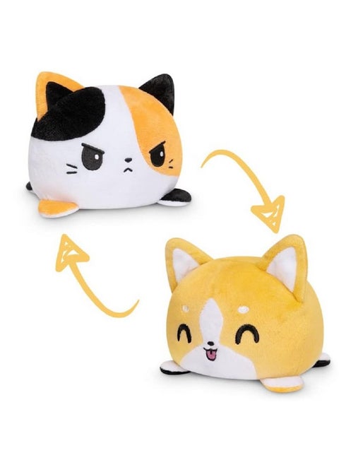 - The Original Reversible Cat + Dog Plushie - Corgi + Calico - Cute Sensory Fidget Stuffed Animals That Show Your Mood