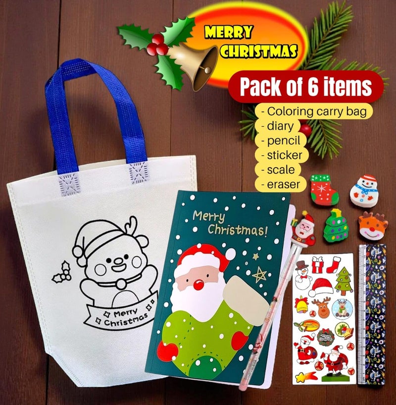 AMYCAUR Merry Christmas Stationery Combo Gift for Kid, Cute School Stationery Gift Combo, Secret Santa Party Return Gift for Kids Stationery Items, New Year Christmas Goody Gift Set (Pack-of-6-Items) - Image 3