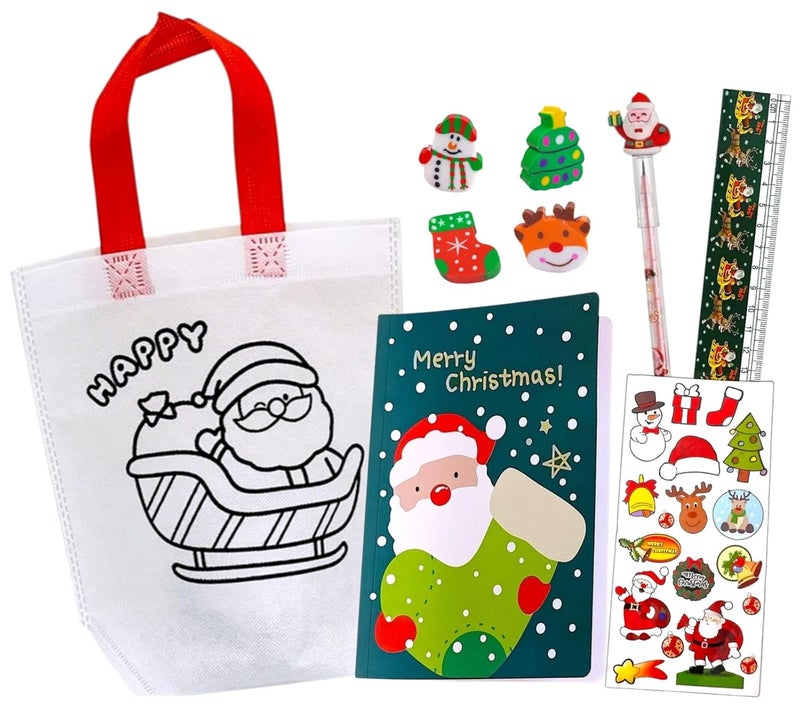 AMYCAUR Merry Christmas Stationery Combo Gift for Kid, Cute School Stationery Gift Combo, Secret Santa Party Return Gift for Kids Stationery Items, New Year Christmas Goody Gift Set (Pack-of-6-Items) - Image 1