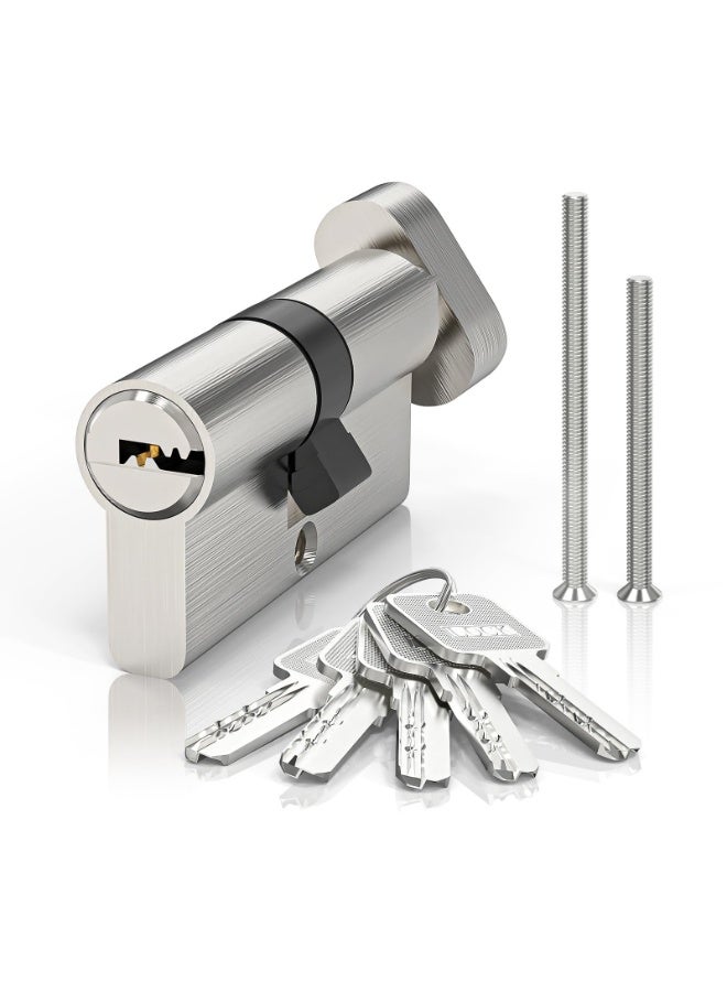 أوشيما قفل الأسطوانة، قفل الباب بالمقبض الخاص بالباب الأمامي، أسطوانة القفل، أسطوانة قفل الباب عالية الأمان عيار 70 مم مع 5 مفاتيح ومسمارين مناسبين لمقاومة الالتقاط ومقاومة الثقب ومانع الانغلاق ومانع الضخ - Image 1