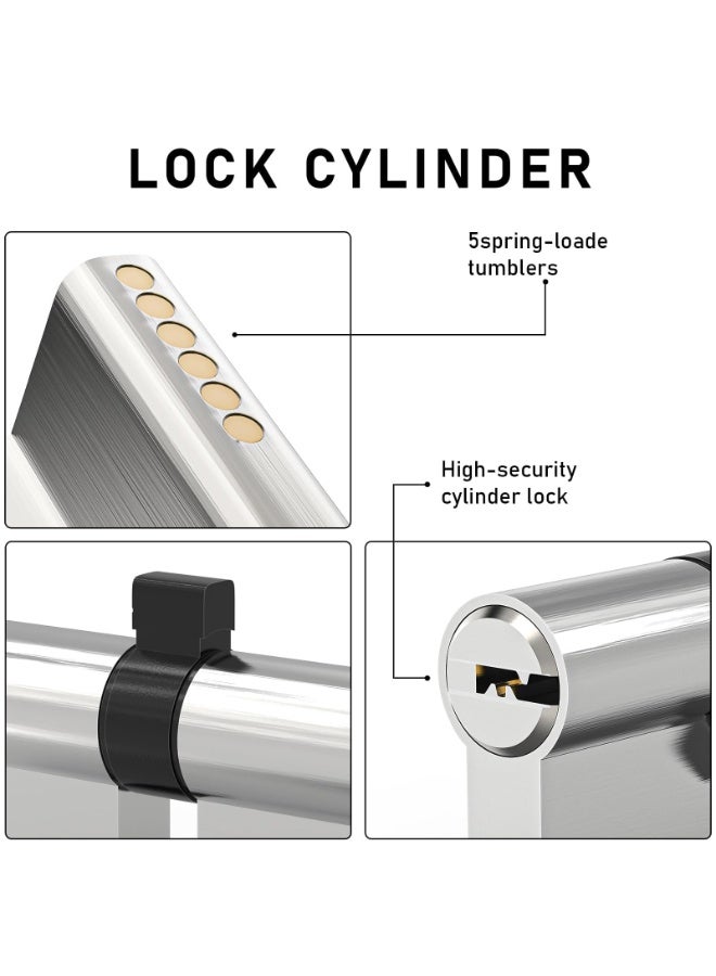 أوشيما قفل الأسطوانة، قفل الباب بالمقبض الخاص بالباب الأمامي، أسطوانة القفل، أسطوانة قفل الباب عالية الأمان عيار 70 مم مع 5 مفاتيح ومسمارين مناسبين لمقاومة الالتقاط ومقاومة الثقب ومانع الانغلاق ومانع الضخ - Image 4