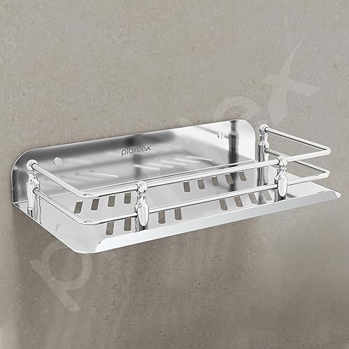 Plantex Wall Mounted Shelf for Bathroom/Stainless Steel Bathroom Shelf for Wall with Railings/Bathroom Accessories (9 inches, Chrome) - Image 5