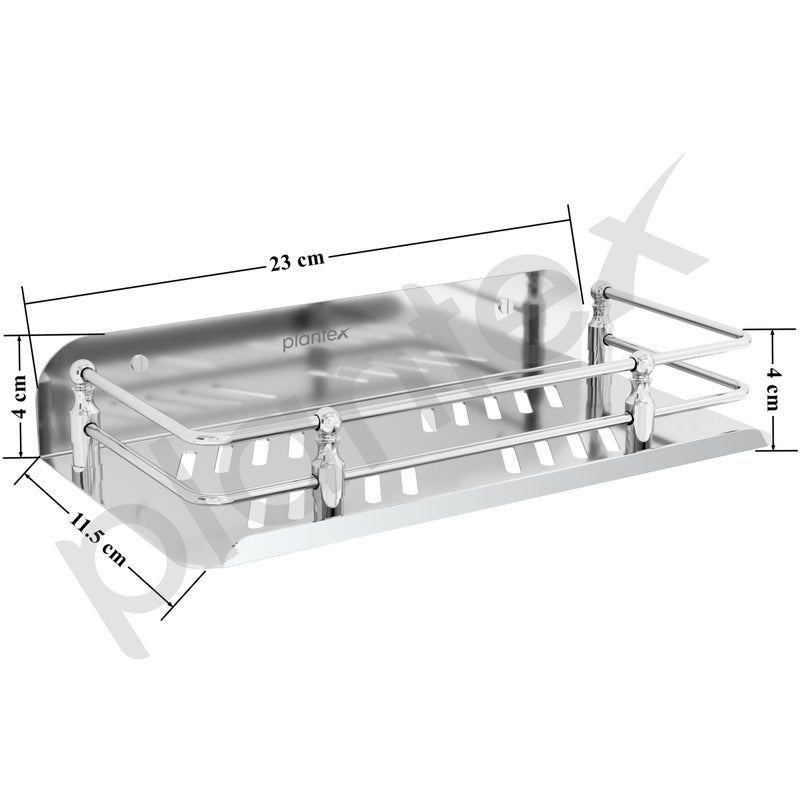Plantex Wall Mounted Shelf for Bathroom/Stainless Steel Bathroom Shelf for Wall with Railings/Bathroom Accessories (9 inches, Chrome) - Image 3