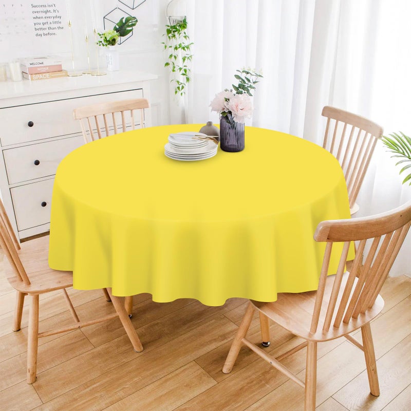 Mulbozy 12 Pack Yellow Round Tablecloth, 84 Inches Plastic Table Cover, Premium Disposable Round Party Tablecloth For Restaurant Dinners, Wedding, Grad Party, Baby Shower, Outdoor Camping - Image 2