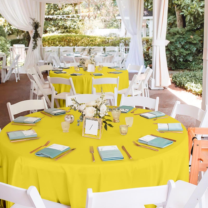 Mulbozy 12 Pack Yellow Round Tablecloth, 84 Inches Plastic Table Cover, Premium Disposable Round Party Tablecloth For Restaurant Dinners, Wedding, Grad Party, Baby Shower, Outdoor Camping - Image 4
