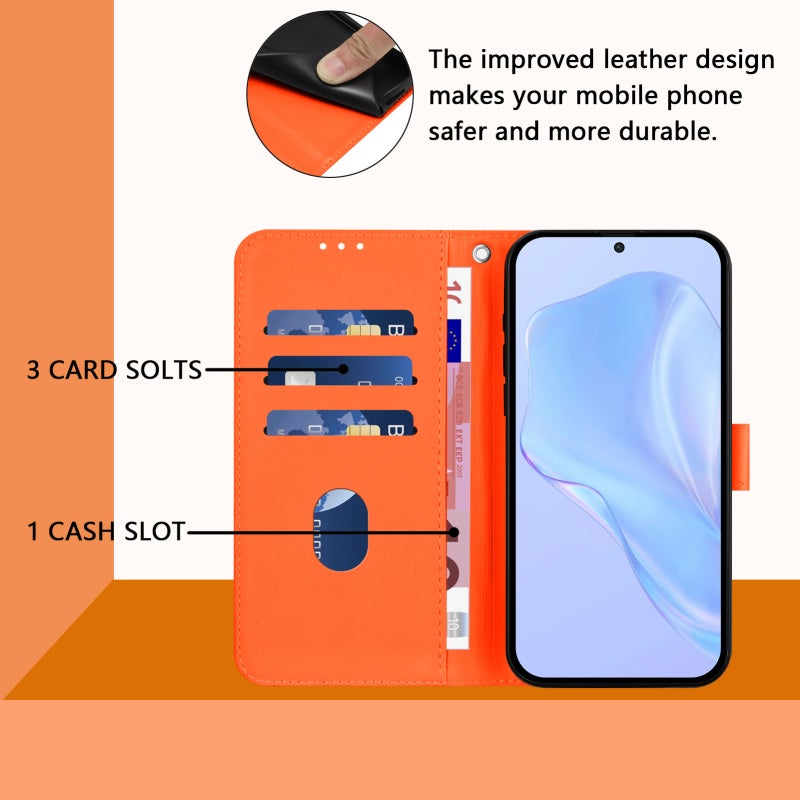 HuHa Case Cover For Honor 90 Smart / X7b 5G / 4G Skin Feel Solid Color Leather Phone Case with Lanyard(Orange) - Image 4