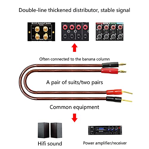 XMSJSIY HiFi OFC Speaker Cable with Banana Plug to Pin Type Plug, 4mm Banana Plug to 2mm Plug Speaker Jumper Cable for Amplifier Application Subwoofer Mixer -2M (6.56 ft)-2pcs - Image 5