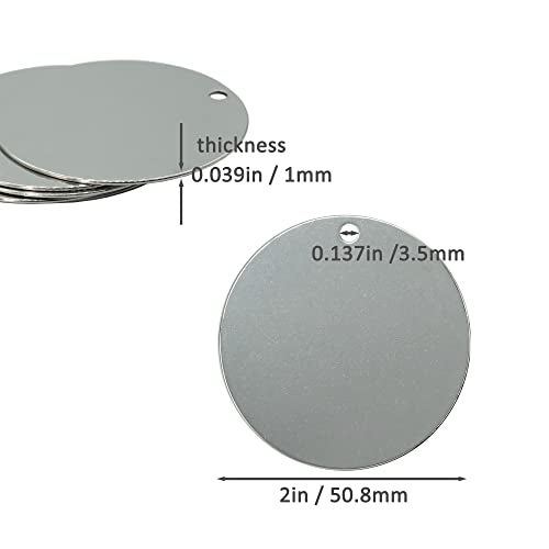 StayMax 2 Inch Round Metal Engraving Blanks Stamping Blanks with Hole Stainless Steel Blank Tags 25 Pack - Image 2