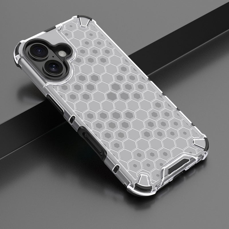 HuHa Protective Cover For iPhone 16 Honeycomb Shockproof Phone Case(White) - Image 2