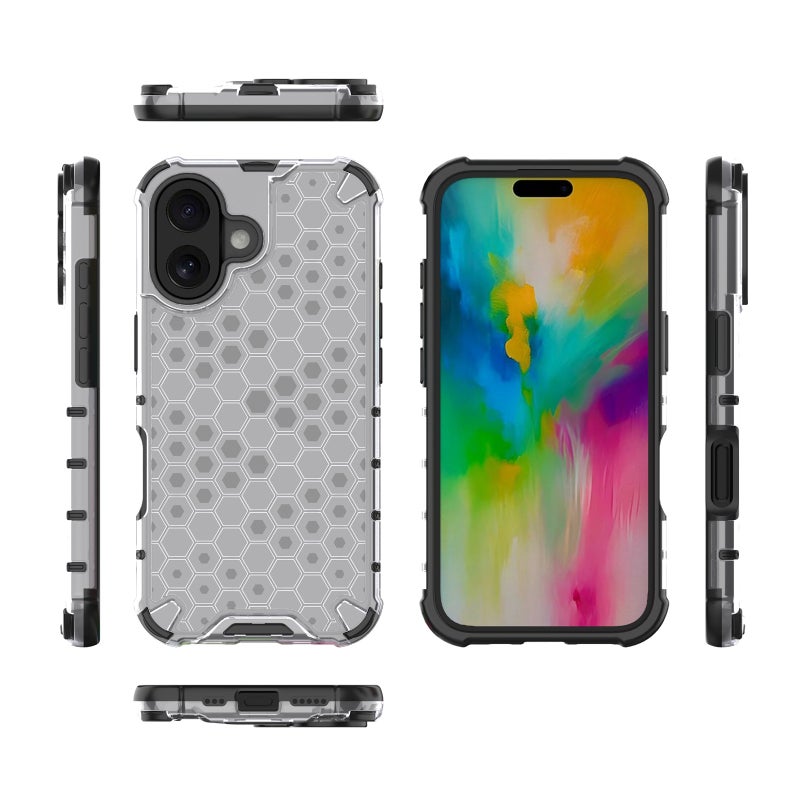 HuHa Protective Cover For iPhone 16 Honeycomb Shockproof Phone Case(White) - Image 4