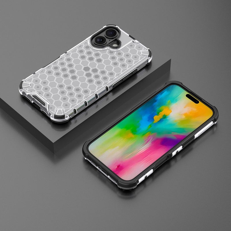HuHa Protective Cover For iPhone 16 Honeycomb Shockproof Phone Case(White) - Image 3