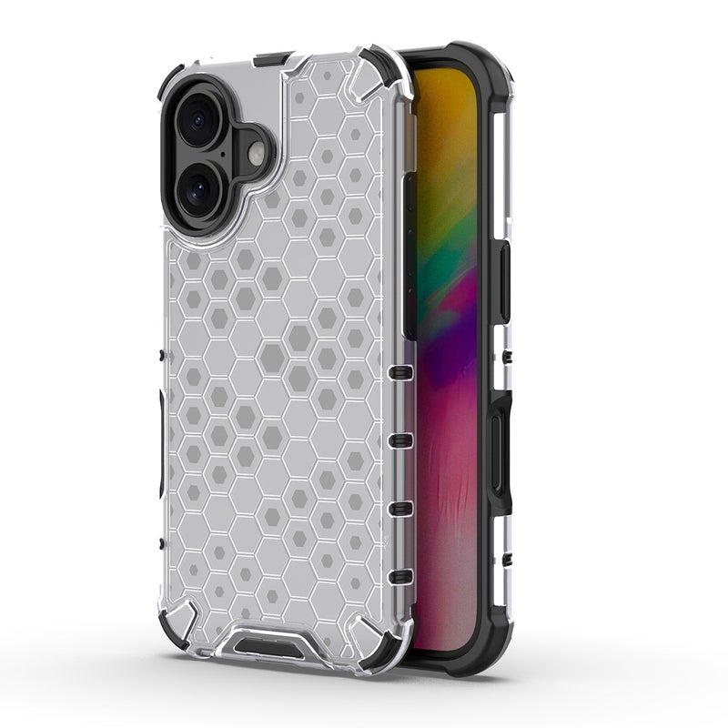 HuHa Protective Cover For iPhone 16 Honeycomb Shockproof Phone Case(White) - Image 1