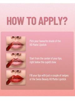 Swiss Beauty Swiss Beauty Hd Matte Pigmented Smudge Proof Lipstick Mauve Blush 3.5G  - Image 3