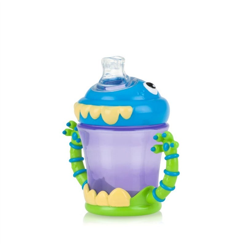 Nuby Plastic Two-Handle iMonster No-Spill Super Spout Cup, 7 Ounce - Image 1