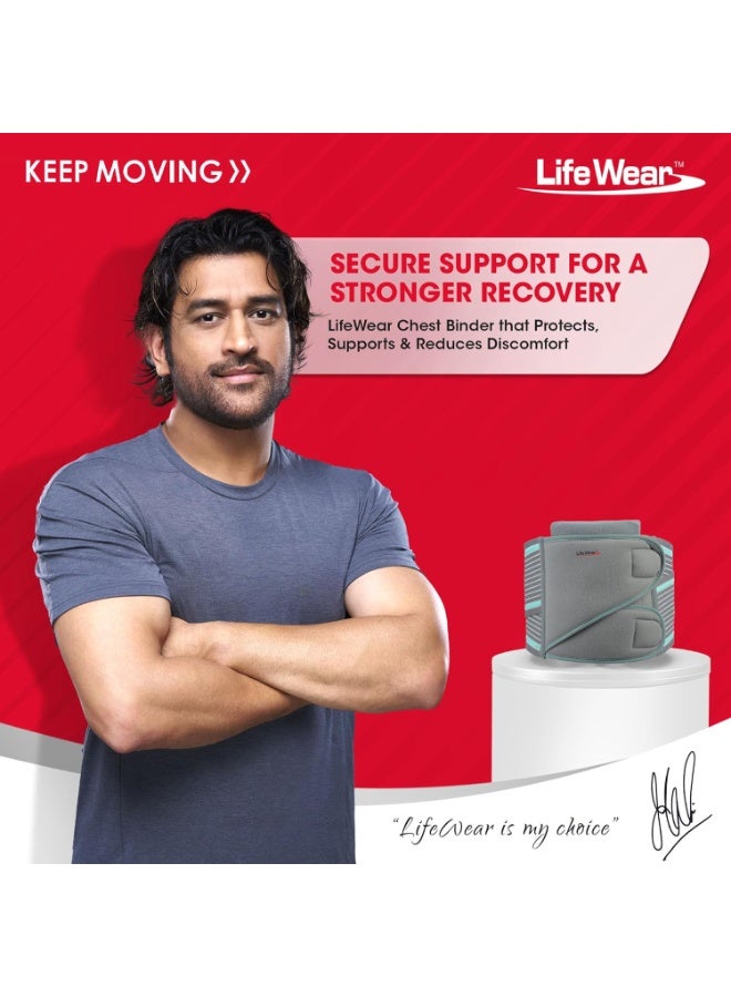 LifeWear Chest Binder Belt for Post Surgery Recovery & Rib Support – Breathable Chest Compression Brace with Soft Pad, Adjustable Hook & Loop Straps for Men & Women - Image 4