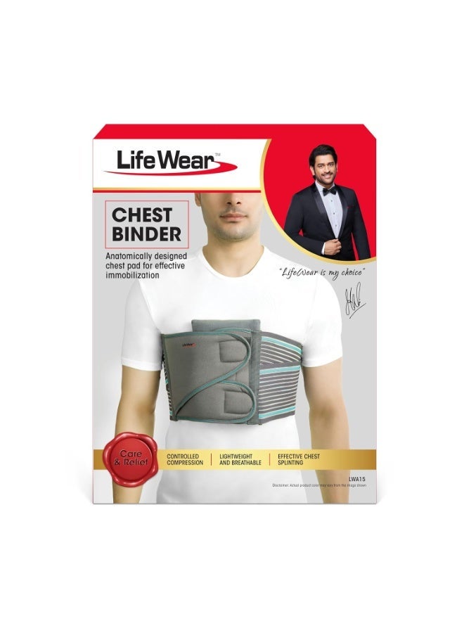 LifeWear Chest Binder Belt for Post Surgery Recovery & Rib Support – Breathable Chest Compression Brace with Soft Pad, Adjustable Hook & Loop Straps for Men & Women - Image 1