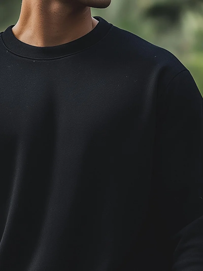Nobero  NOBERO Men's Black Cotton Crew Neck Sweatshirt for Men | Best Price UAE