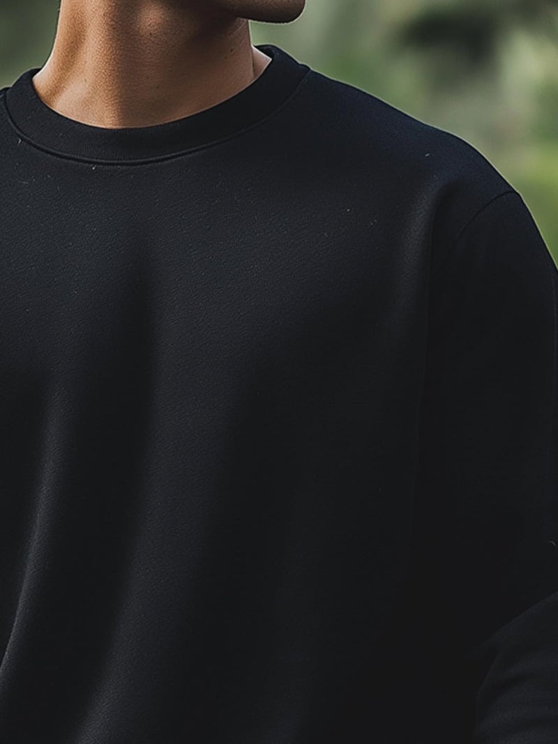 NOBERO Men's Black Cotton Crew Neck Sweatshirt - Image 5