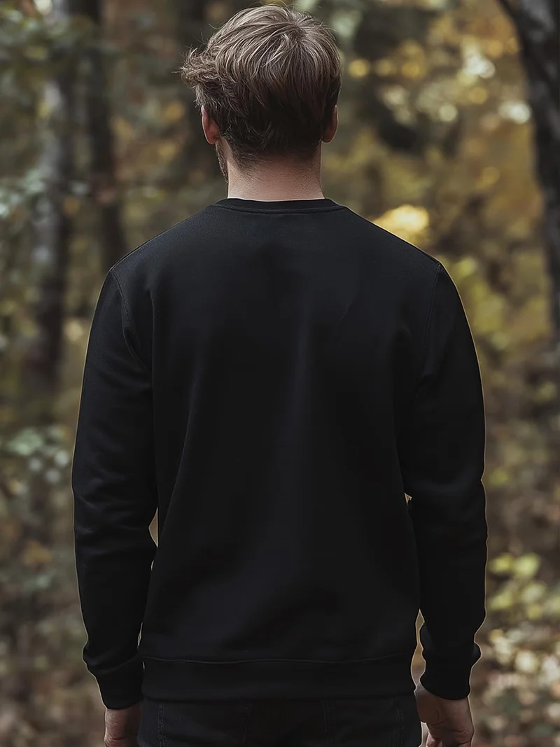 نوبيرو NOBERO Men's Black Cotton Crew Neck Sweatshirt