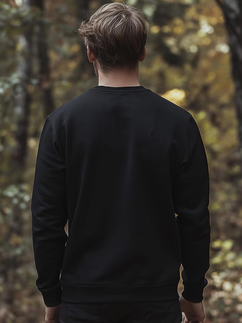 NOBERO Men's Black Cotton Crew Neck Sweatshirt - Image 2