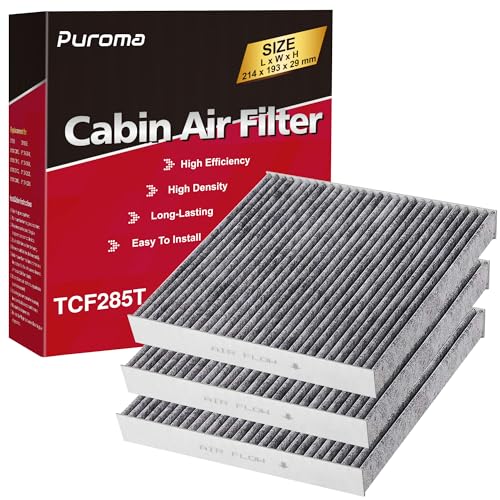 Puroma Cabin Air Filter with Activated Carbon, Replacement for CP285, CF10285, Toyota Camry, RAV4, Highlander, Corolla, 4Runner, Tundra, Prius, Sienna, Lexus, Scion, Subaru, Jaguar (3 pcs) - Image 1