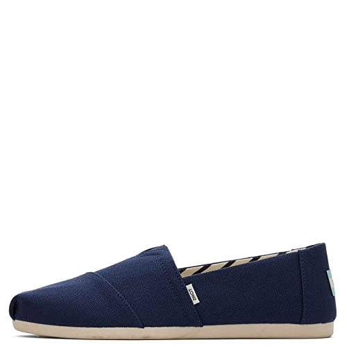 TOMS Women's Alpargata Recyled Cotton Canvas Loafer Flat, Navy, 6.5 Wide - Image 3
