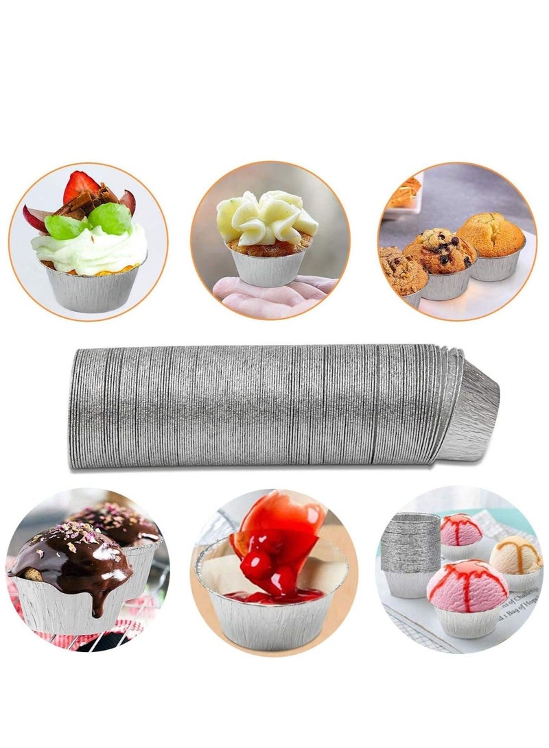 vsell24 100-Pack 4oz Aluminum Foil Disposable Cupcake Muffin Baking Cups - Perfect for Cupcakes, Puddings, Muffins, and Crème Brulee - Image 3