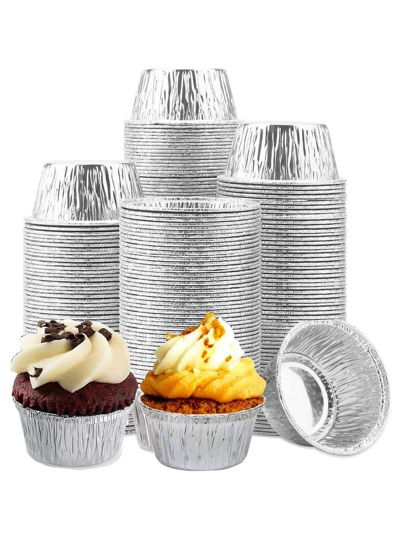 vsell24 100-Pack 4oz Aluminum Foil Disposable Cupcake Muffin Baking Cups - Perfect for Cupcakes, Puddings, Muffins, and Crème Brulee - Image 1