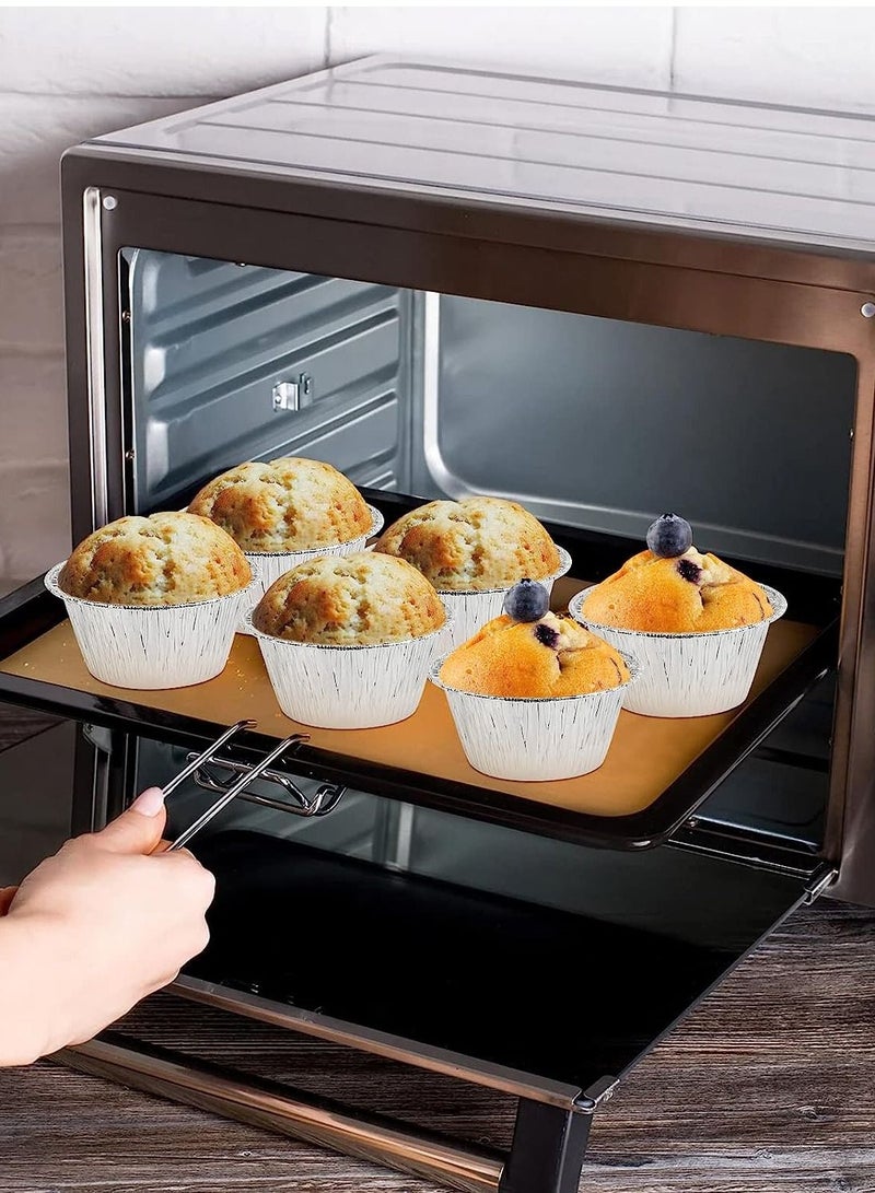 vsell24 100-Pack 4oz Aluminum Foil Disposable Cupcake Muffin Baking Cups - Perfect for Cupcakes, Puddings, Muffins, and Crème Brulee - Image 5