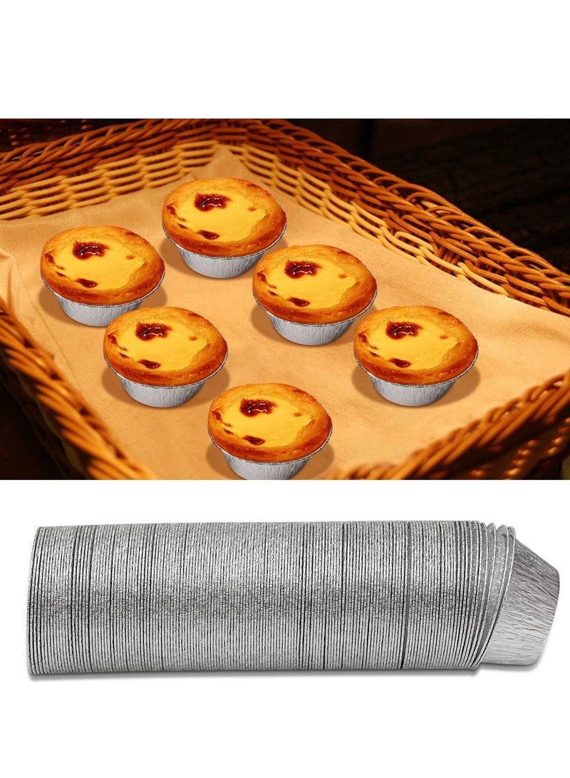 vsell24 100-Pack 4oz Aluminum Foil Disposable Cupcake Muffin Baking Cups - Perfect for Cupcakes, Puddings, Muffins, and Crème Brulee - Image 2