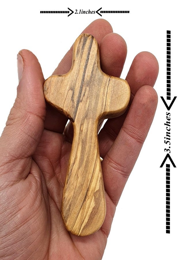 Zuluf Set of 6 Medium Olive Wood Gifts 3.7" (9.5cm) – Clinging Cross to Fit in Your Hand – Handmade Wooden Pocket Worry Cross for Anxiety – Palm Sunday Gifts CRS111 - Image 4
