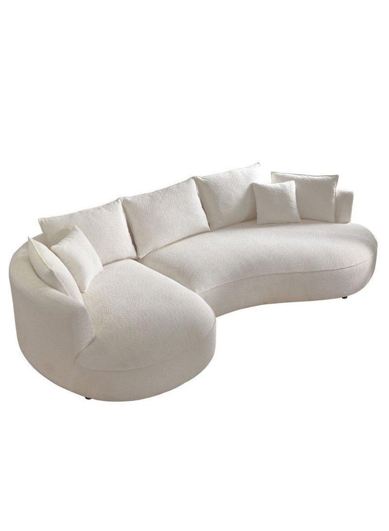 وودن تويست أريكة ثلجية منحنية فاخرة من نسيج بوكل 3 مقاعد مع وسائد ناعمة ومريحة لغرفة المعيشة الحديثة - Image 5