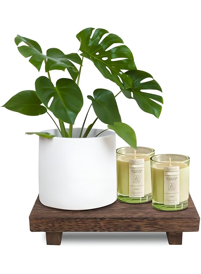 The Bros Wood Riser for Display Decor, Wooden Pedestal Stand Soap Tray for Kitchen Counter Sink Bathroom Home Decor, Farmhouse Decorative Wood Stand Holder for Candles Plants Bottle Display, Brown - Image 1