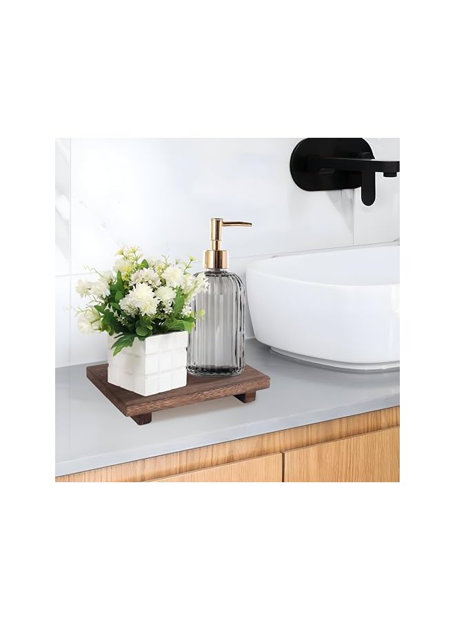 The Bros Wood Riser for Display Decor, Wooden Pedestal Stand Soap Tray for Kitchen Counter Sink Bathroom Home Decor, Farmhouse Decorative Wood Stand Holder for Candles Plants Bottle Display, Brown - Image 4