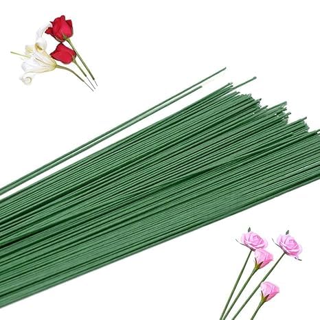 Just Flowers Floral Stem Wire Diameter 2MM Color Coated Flower Making Wire Accessory for DIY Bouquet Stem Wrapping and Crafts 12 Inch Green Pack of 100  - Image 2