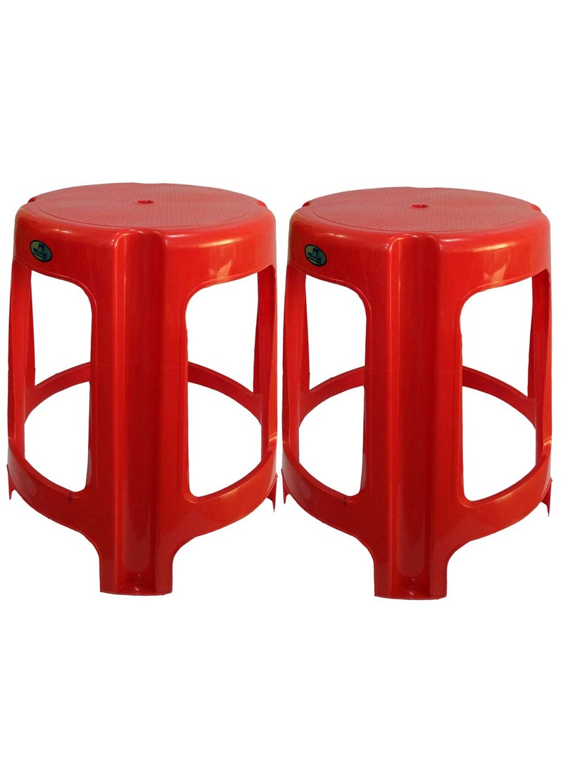 NILKAMAL Nilkamal Plastic Stool, Set of 2 - Brightn Red  - Image 1
